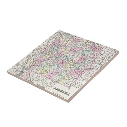 Carreau Vintage Map of Alabama (Côté)