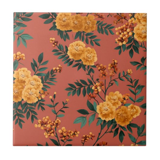 Carreau Vintage Marigold Calendula Motif Floral (Devant)