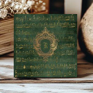 Carreau Vintage Monogram Crest Music Manuscrit Vert Or
