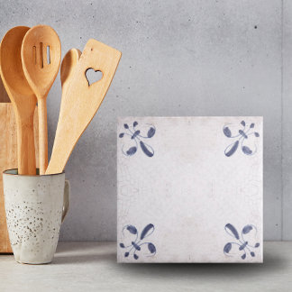 Carreau Vintage néerlandais Blue corner détail néerlandais