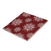 Carreau Vintage Noël Snowflakes Red Blizzard Motif (Côté)