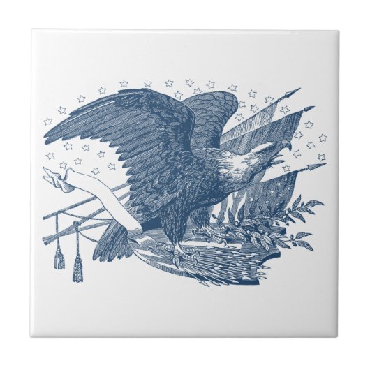 Carreau Vintage Patriotique hurlant Aigle USA Flag Flèches (Devant)