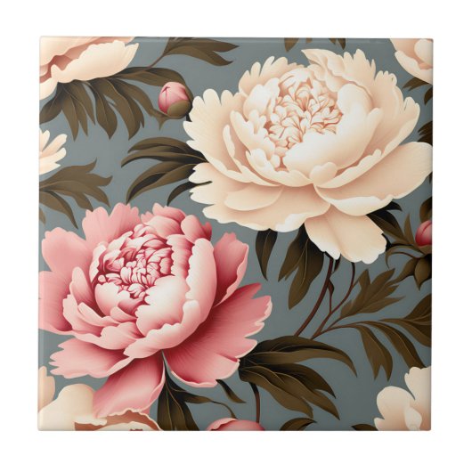 Carreau Vintage Peony Elegant Motif (Devant)