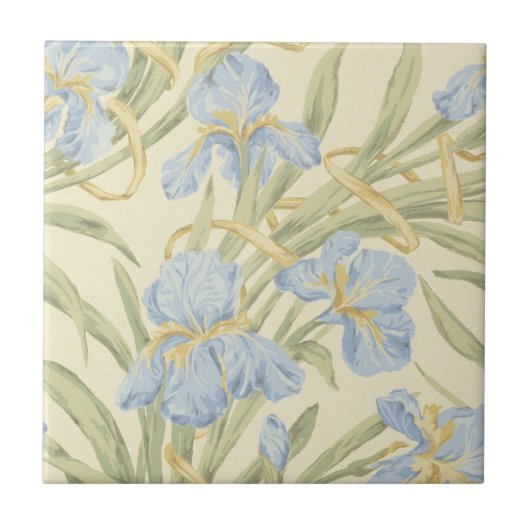 Carreau Vintage pretty purple blue iris flower pattern (Devant)