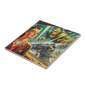 Carreau Vintage Pulp Sci-fi Illustration bizarre (Côté)