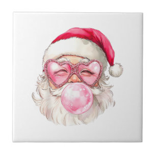 Carreau Vintage Retro Père Noël Noël Bubble Gum Lunettes d