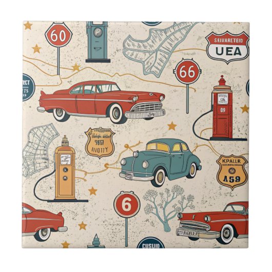 Carreau Vintage Road Trip Pattern (2) (Devant)