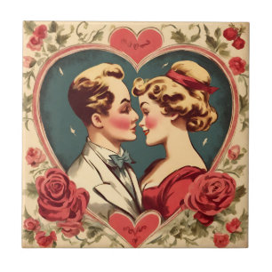 Carreau Vintage Romantique Saint Valentin Couple