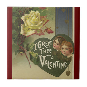 Carreau Vintage Saint Valentin victorienne, filles et Rose