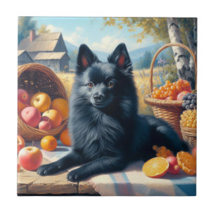 Carreau Vintage Schipperke Peinture de chiot