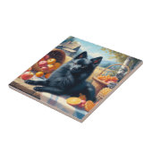 Carreau Vintage Schipperke Peinture de chiot (Côté)
