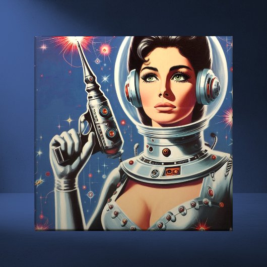 Carreau Vintage Sci-fi Astronaut Girl