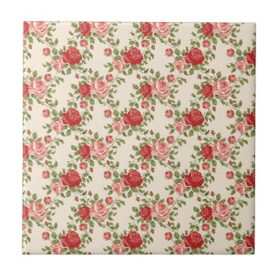 Carreau Vintage Shabby Chic Rose Motif