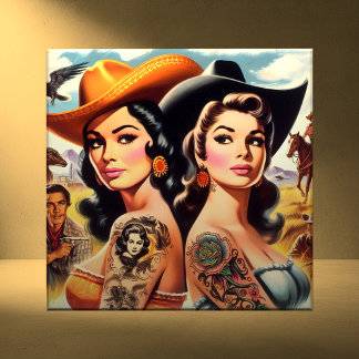 Carreau Vintage Tattooed Cowgirls