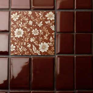 Carreau Vintage Terracotta sans mer Boho motif floral