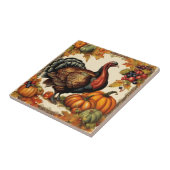 Carreau Vintage Thanksgiving Turquie, fruits et Citrouille (Côté)