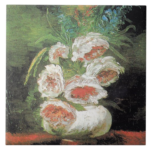 Carreau Vintage Van Gogh Vase de pivoines (Devant)