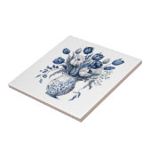 Carreau Vintage Vase Flower Blue Chinoiserie  (Côté)