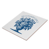 Carreau Vintage Vase Flower Blue Chinoiserie  (Côté)