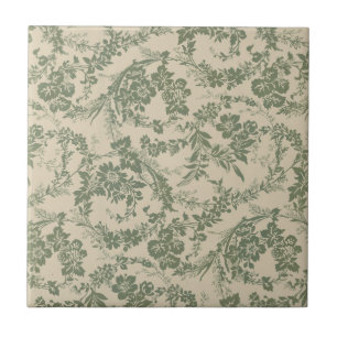 Carreau Vintage Vibrant vert motif floral