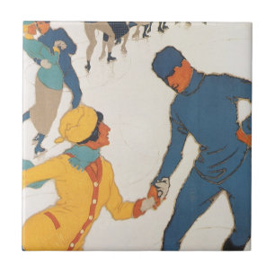 Carreau Vintage voyage, Art Déco, Winter Davos Suisse