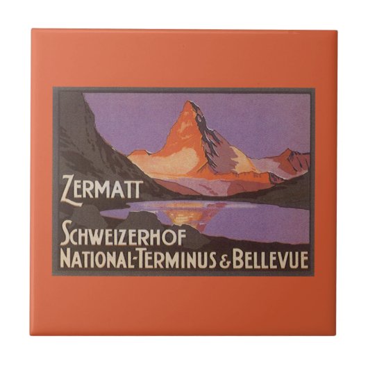 Carreau Vintage voyage, Mont Matterhorn en Suisse (Devant)