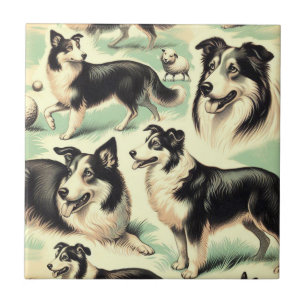 Carreau Vintage Welsh Sheepdog Seamless