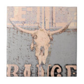 Carreau Vintage Western Bull Skull Grey Rustique (Devant)