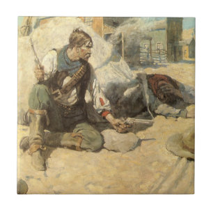 Carreau Vintage Western Cowboys, Hopalong par NC Wyeth