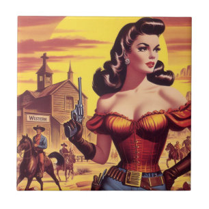 Carreau Vintage Western Pin-up