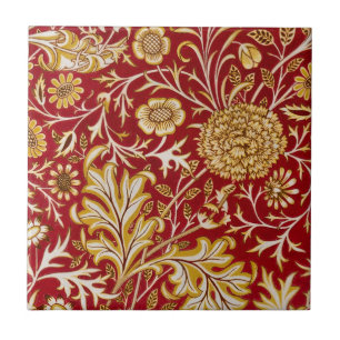 Carreau Vintage William Morris Cherwell Rouge Floral Art