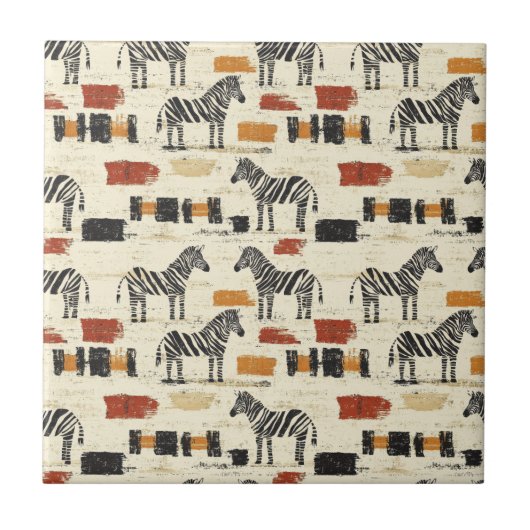 Carreau Vintage Zebra Pattern Rustic Boho Safari Print (Devant)
