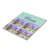 Carreau Viola Flower Aqua Frappe florale Fête des mères (Côté)