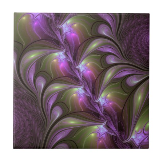 Carreau Violet Abstrait violet violet kaki fractal (Devant)
