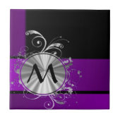 Carreau Violet foncé et monogramme (Devant)
