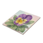 Carreau Violet Jaune Vibrant Fleur de Pensée Botanique (Côté)