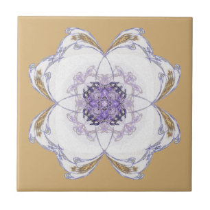 Carreau Violet, Or Floral Apparence Fractale Art Or