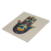 Carreau Violet sarcelle doré Hamsa avec Troisième Œil Turq (Côté)