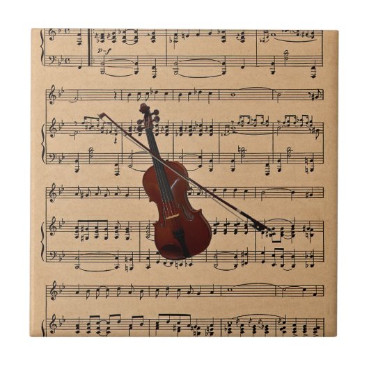 Carreau Violon avec fond de partition (Devant)