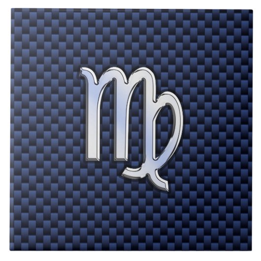 Carreau Virgo Zodiac Silver Sign Blue Carbon Fibre Print (Devant)