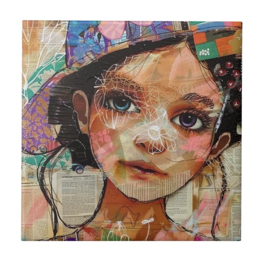 Carreau Visage de collage de scrapbook vintage (1) (Devant)