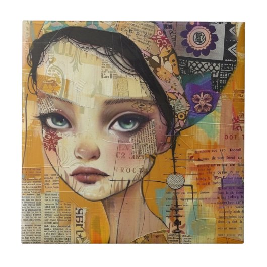Carreau Visage de collage de scrapbook vintage (4) (Devant)