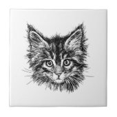 Carreau Visage de Kitten noir et blanc (Devant)