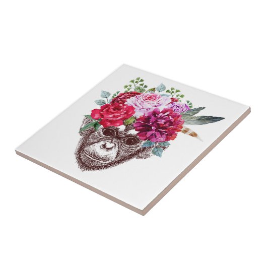 Carreau Visage de singe de fleur (Côté)