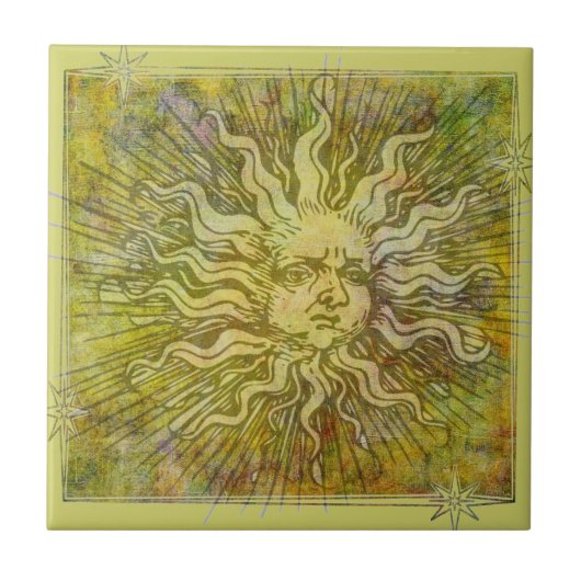 Carreau Visage de soleil plein vintage (Devant)