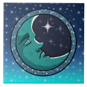 Carreau Visage d'Homme dans la Lune