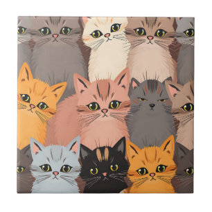 Carreau Visages de Chat Mignons Motif Illustré