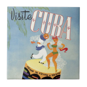 Carreau Visiter Cuba Tiki Fiesta Siesta Vintage Holiday Is