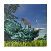 Carreau Visiteur surprise - Chat mignon sur la tête du dra (Devant)