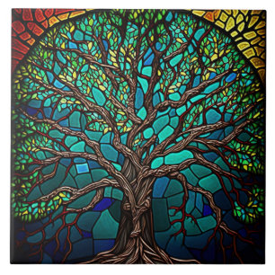 Carreau Vitrail coloré Arbre de vie Carrelage en céramique